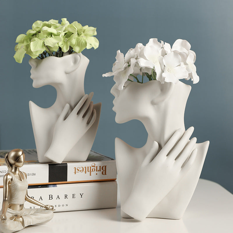Nordic Face Ceramic Vase Home Decor