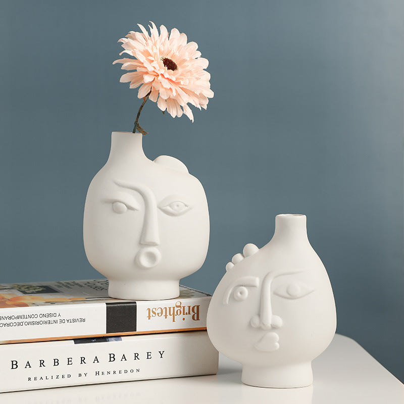 Nordic Face Ceramic Vase Home Decor