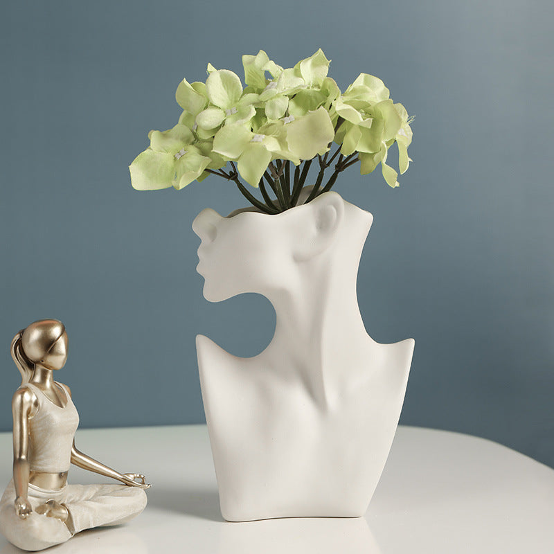 Nordic Face Ceramic Vase Home Decor