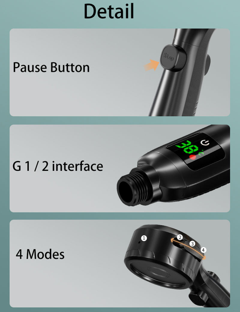Shower Head with LED Temperature Display
