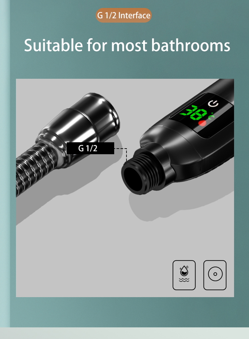 Shower Head with LED Temperature Display