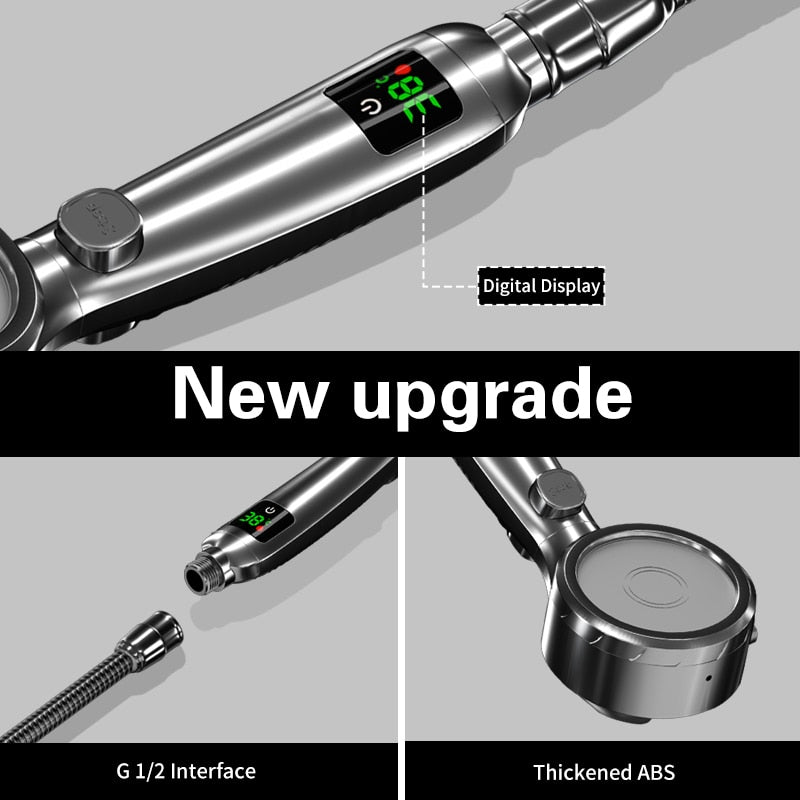 Shower Head with LED Temperature Display