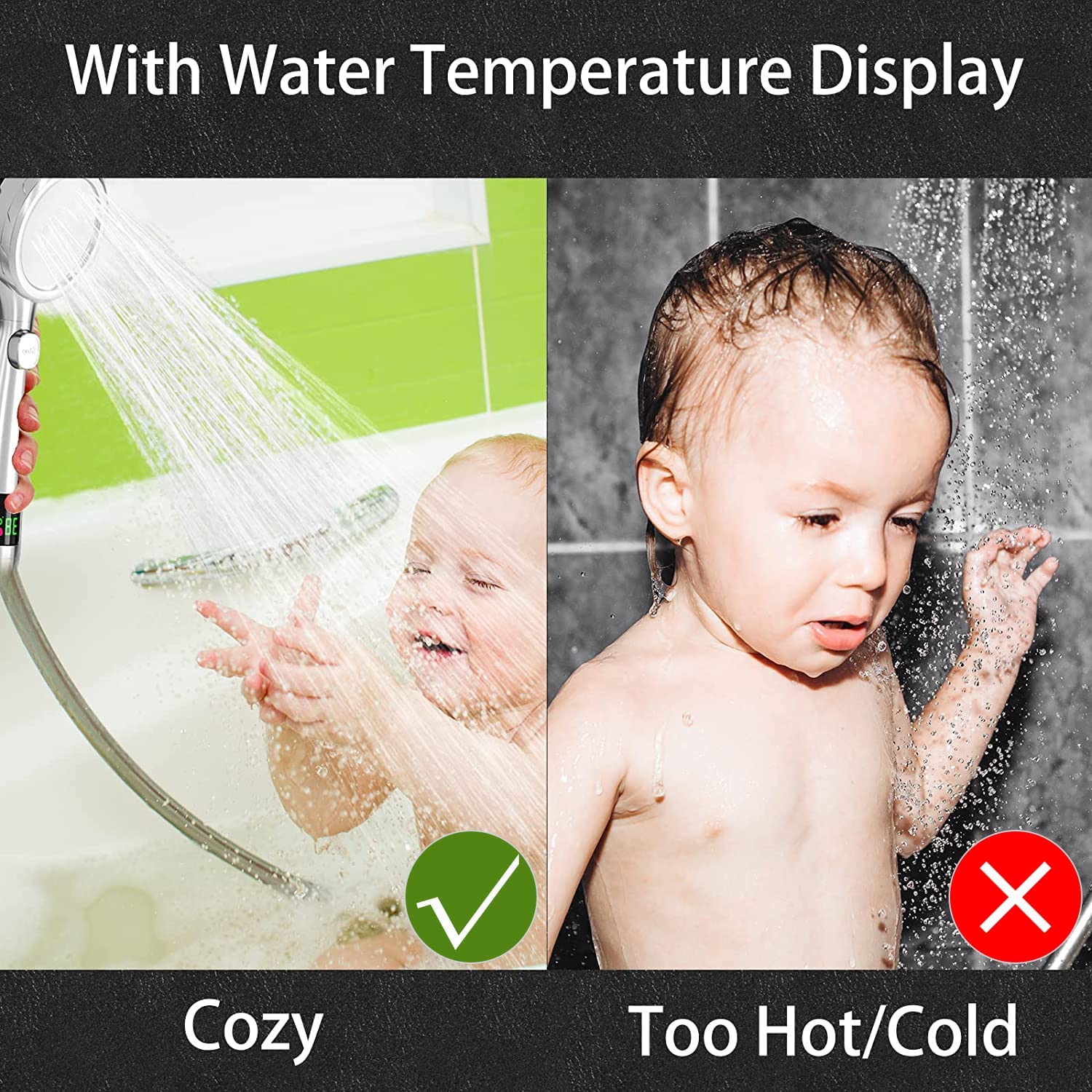 Shower Head with LED Temperature Display