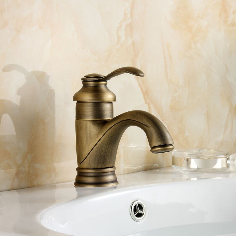 Antique Brass Bathroom Sink Mixer Tap